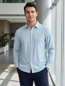 <span class=keywords><strong>Chemise</strong></span> <span class=keywords><strong>Homme</strong></span> Rétro à Col Rabattu en Soie Spandex, Manches Longues, Couleur Unie, D<span class=keywords><strong>éco</strong></span>ntractée, pour Printemps-Été – Vente en Gros - Product Image 3