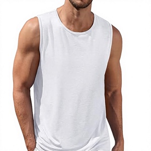 Wholesale Breathable Fitness 100% Cotton <b>Men's</b> Casual Knitted Gym <b>Singlet</b> Plus Size Solid Vest <b>Men</b> Tank Top - Product Image 3