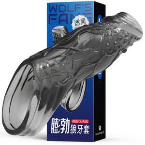 Wolf's Fang Bulging Wolf Tooth Cover Transparent Black <b>TPE</b> Cock Ring Set Delay Sex Time Manual Control - Product Image 5