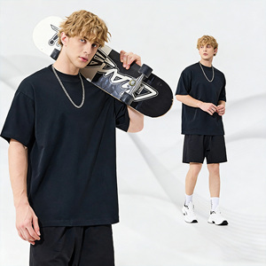 High Quality Men's Garment Dyed <b>Hip</b> Hop 100% Cotton Breathable Solid Color O-Neck Short Sleeve T-Shirt - Product Image 4