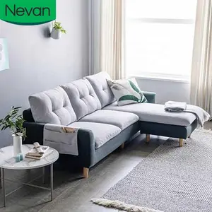 Wholesale small foam sofa-small size high density foam low sectional grey l shaped living room home furniture set 2020 fabric upholstery sofa