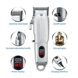 Large Stock Silver Men Electric Hair Clippers Trimmers <b>Set</b> Plastic 1200mAh Battery Professional <b>Barber</b> Cutting Machine Boxed - Product Image 3