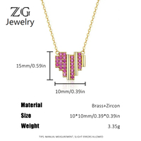 Collier pendentif cœur étagé ZG tendance avec pavé de CZ rose, bijoux plaqués or style Art Déco pour femme