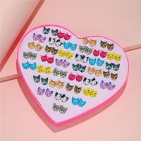 Vente flash - Bijoux fantaisie de qualité supérieure - Ensemble de 36 paires de boucles d'oreilles - Style coréen - Opale - Petites boucles d'oreilles