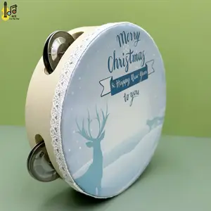 Panderetas de Navidad de piel artificial de madera, regalo de entretenimiento para fiesta, regalo de iglesia para niños, panderetas con sensación de música