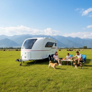 Caravane de <span class=keywords><strong>camping</strong></span> mobile légère à double essieu pour 4 personnes, design épuré, hôtel mobile, remorque de voyage, <span class=keywords><strong>camping</strong></span> en plein air, VR, remorques de voiture - Product Image 1