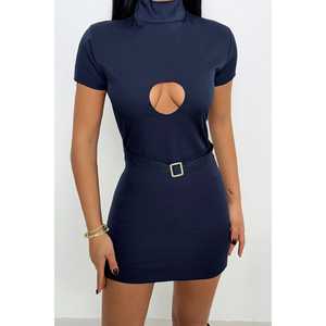 ชุดเดรสคลับสีกรมท่าพร้อมเข็มขัด สง่างามและมีสไตล์ - Product Image 4