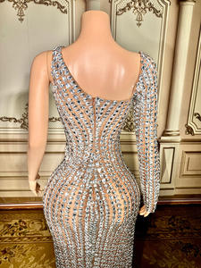 Novance Y4982 Abbigliamento Donna all'Ingrosso Abiti da Sera Eleganti da Donna <span class=keywords><strong>con</strong></span> Strass Scintillanti e <span class=keywords><strong>Spacco</strong></span> - Product Image 2