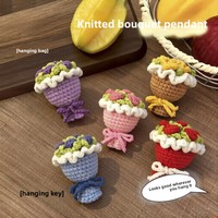 Vente en gros de bouquets faits main au crochet, mini fleurs en fil tricoté, porte-clés, cadeau pour la Saint-Valentin, cadeau pour la fête des enseignants