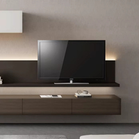 Meuble TV mural flottant moderne en bois, unité de rangement durable et personnalisable pour salon, console multimédia domestique