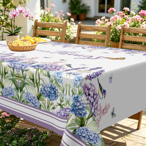 Mantel <span class=keywords><strong>de</strong></span> Poliéster con Estampado <span class=keywords><strong>de</strong></span> Hortensias Púrpuras, Disfruta <span class=keywords><strong>de</strong></span> <span class=keywords><strong>las</strong></span> Pequeñas <span class=keywords><strong>Cosas</strong></span>, para Comedor, Precio <span class=keywords><strong>de</strong></span> Fábrica, Gran Venta - Product Image 4