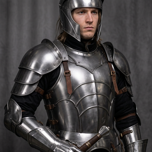 Ensemble complet d'armure de chevalier médiéval gothique 3D en acier inoxydable plaqué argent, style antique, costume de cosplay de collection - Product Image 5
