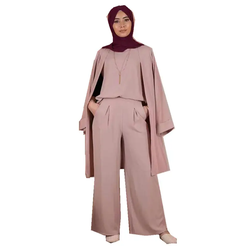 Conjunto de 3 piezas para mujer musulmana, ropa de uso diario, en 4 colores, gran oferta, 2019