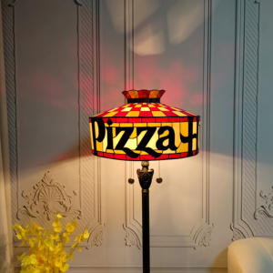 Crecobo Custom 18 pulgadas Estilo Tiffany Vidrieras <span class=keywords><strong>Pizza</strong></span> Hut pantalla Retro Lámparas de pie decorativas para restaurante interior - Product Image 2