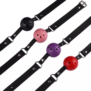 Commercio all'ingrosso 4 colori Bondage bocca Gag cintura nera Slave Ball Gag giocattoli del sesso per coppie Sm gioco fissazione palla - Product Image 5