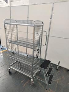 वेयरहाउस वर्कशॉप सुपरमार्केट सामग्री के साथ तार की टोकरी के साथ तार की टोकरी के साथ ट्रॉली को उठाया गया - Product Image 6