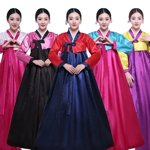 Hanbok Hàn Quốc nhiều màu truyền thống Hàn Quốc Hanbok trang phục khiêu vũ sân khấu dân gian Hàn Quốc nữ trang phục truyền thống Hàn Quốc