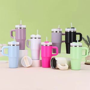 <b>Kids</b> Stainless Steel 14oz Outdoor Travel Beverage Cup with Straw Handle Insulated Vacuum Tumbler - Product Image 2