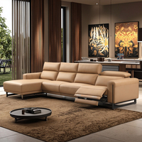 Ensemble de Canapé d'Angle de Luxe en Cuir Véritable avec Relax Électrique Double Moteur, Mobilier pour Salons et Villas