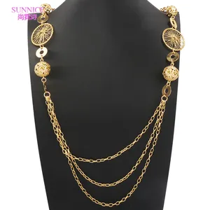 Sunnice New Design 18k Gold Plated Jewelry Women Italy Custom Wedding Anniversary Long Chain Necklace