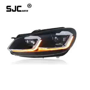 폭스 바겐 골프 6 MK6 2009-2012 헤드 라이트 업그레이드 된 하이 퀄리티 LED 스타일 헤드 라이트 전면 램프 SJC 자동차 자동차 헤드 라이트