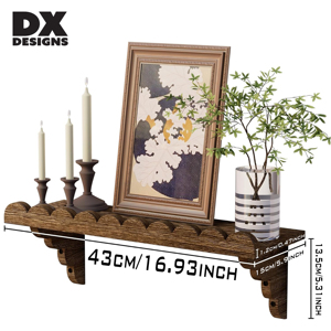 Étagères murales flottantes en <span class=keywords><strong>bois</strong></span> festonné DX Designs, lot <span class=keywords><strong>de</strong></span> 2, supports vintage, <span class=keywords><strong>rangement</strong></span> mural rustique style ferme pour <span class=keywords><strong>salle</strong></span> <span class=keywords><strong>de</strong></span> <span class=keywords><strong>bain</strong></span> et chambre - Product Image 2