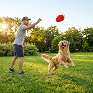 Customizable Strawberry <b>Pet</b> Chew <b>Toy</b> <b>for</b> Aggressive Chewers <b>Interactive</b> Eco-Friendly Cartoon Squeaky TPR Slow Feeder Treat Dispe - Product Image 5