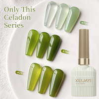 Vernis Gel UV Série Celadon Vert Jade Translucide Effet Gelée Transparente Soak Off LED pour Salon de Manucure