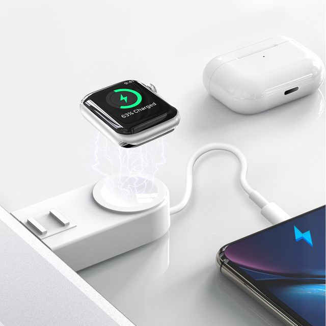 2 in 1 Portable Electric Magnetic PD 3.0 Wireless Watch Charger with 5V/2A Input for Watch & Mobiles