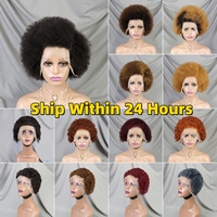Perruque Afro Crépu Bouclée à Fort Volume, Bon Marché, Frontale Complète 13x4, Perruque Courte Bob Lace Front Sans Colle, Perruques Courtes Pixie Cut en Cheveux Humains