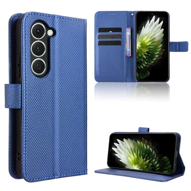 Leather Flip Case for Tecno Spark 40 Pro 4G Diamond Texture Wallet Phone Cover With Foldable Stand Protective Case