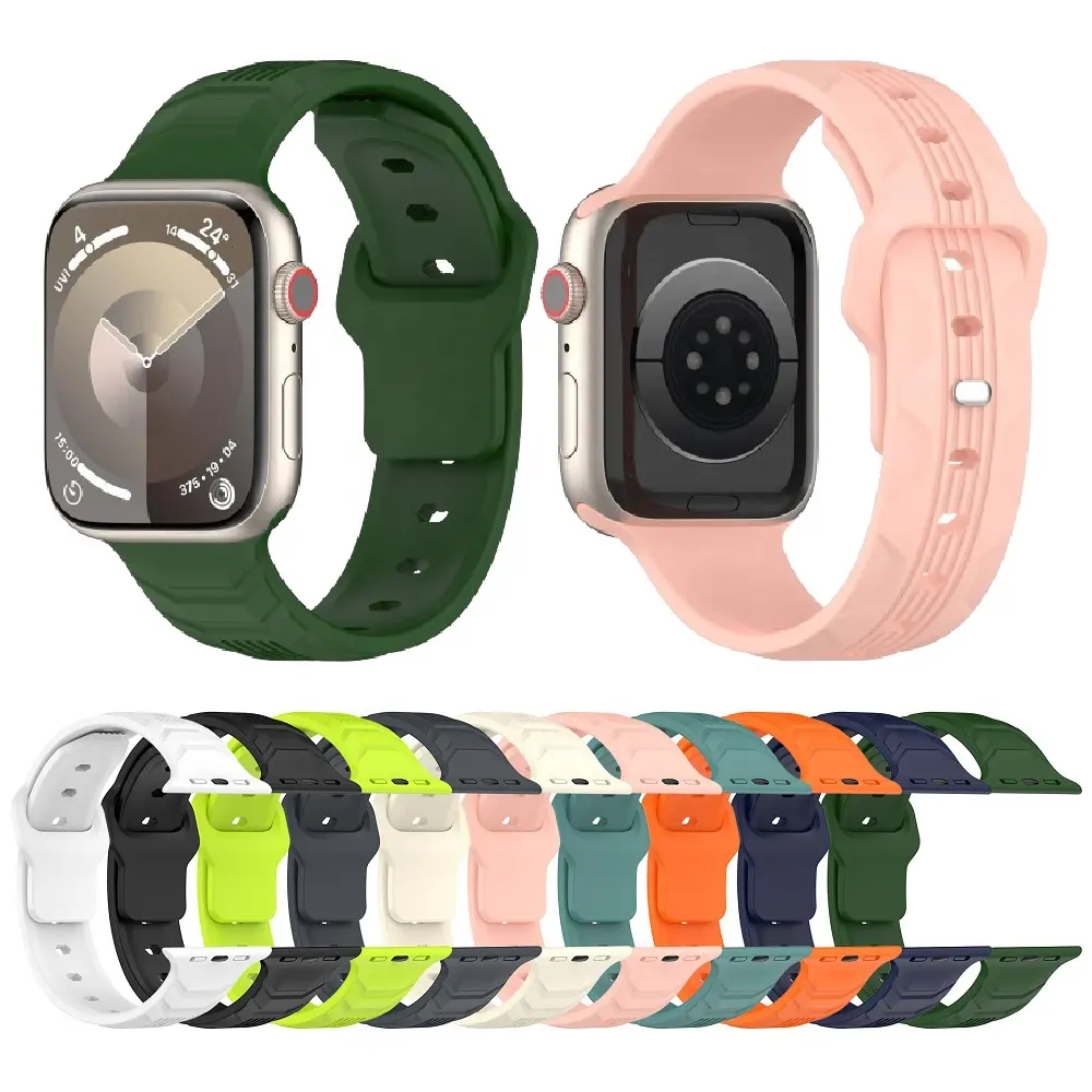 Sports Bracelet Band for Apple Watch Ultra 49mm 8 7 6 38mm 40mm 42mm 44mm 41mm 45mm Solid Color Breathable Silicone Watch Strap