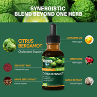 OEM 6 en 1 Gouttes de Citron Bergamote, Complément d'Extrait de Citron Bergamote avec Extrait de Pépins de Raisin et d'Ail pour la Santé Cardiaque et Immunitaire