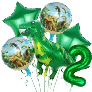 Kit de ballons en aluminium sur le thème du dinosaure vert pour <span class=keywords><strong>anniversaire</strong></span>, ballons numérotés de 0 à 9, ballon dinosaure T-Rex, décoration de fête Jurassic pour garçon, vente en gros - Product Image 2