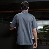Veste de Chef Unisexe Confortable à Manches Courtes en Polyester/Coton Toile, Uniforme de Cuisine Anti-Aiguille, Personnalisable pour Restaurants
