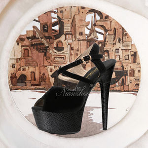 15CM Exotic <b>Pole</b> <b>Dance</b> Heels Rhinestone Costume Best-selling Summer Nighclubs Gothic Ultra-fine Platform T-Strap Height - Product Image 3