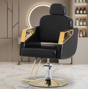 Sillón de Barbería Reclinable Moderno de Alta Calidad, Portátil, de Acero y Cuero, Equipo de Salón, Rotación de 360 Grados, Altura Ajustable - Product Image 1