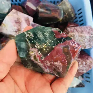 Natuurlijke Hand Gesneden Ocean Jasper Kwartskristal Freeform Getrommeld Stone Healing Cube Voor Home Decoratie