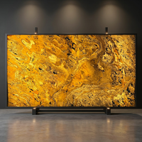 Panneau de revêtement mural en agate contemporaine avec motif doré naturel pour la décoration intérieure