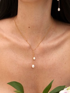 Waterproof Winter Goddess Jewelry <b>Delicate</b> Half Freshwater Pearl Half Gold Chain <b>Necklace</b> Minimalist Personalized Gifts for Her - Product Image 4