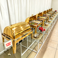 Chauffe-Plat Électrique Commercial Xitibet Golden en Acier Inoxydable 9L pour Buffet, Hôtel, Banquet et Restauration