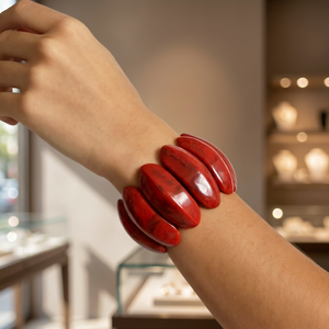 Pulsera de Cuentas Acrílicas Rojas de Primera Calidad, Joyería de Resina Vintage de Lujo para Mujer, Regalo de Moda - Product Image 3