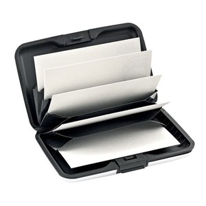 Porte-cartes de visite minimaliste en aluminium blanc, petit portefeuille en cuir PU avec fermeture à clip, léger, élégant, motif imprimé - Product Image 2