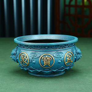 Copper Treasure Basin Ornament Round Blue <b>Desk</b> Decor For Home Office Gifts - Product Image 2