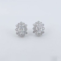 Boucles d'oreilles clous en platine Pt950 avec diamants de laboratoire en forme de grappe étoilée, pavé de mêles, brillantes et tendance, pour femme, bijoux fins