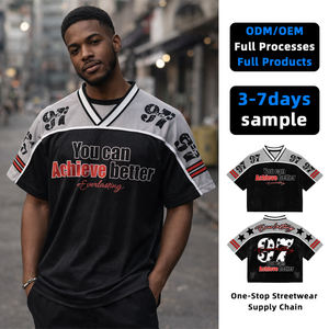 Camisetas Casuales de Hip Hop para Hombre de Primera Calidad, Tejido de Spandex/Poliéster de 200g, Impresión Digital, Secado Rápido, Servicio OEM, Patchwork Personalizado - Product Image 1