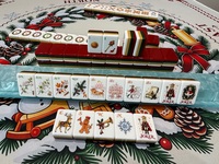 Jeu de Mahjong Américain de Noël Hivernal, 160 Tuiles, Acrylique 4 Couches, Gravure Casse-Noisette, Vente en Gros