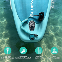Laisse de SUP pour calf en vert menthe de 10 pieds, 360 °   Cordon de sécurité enroulé en polyuréthane pivotant avec système de dégagement rapide, pour planche de paddle-boarding vert-bleu
