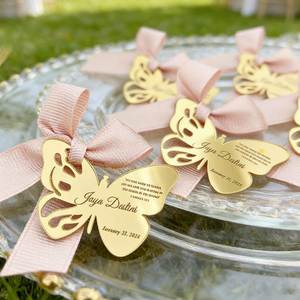 Personalized Butterfly Baptism Favors Custom Mirror Acrylic Waterproof Retro Christening Tag <b>First</b> <b>Holy</b> <b>Communion</b> <b>Gifts</b> - Product Image 1