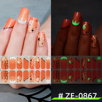 Autocollants pour ongles TSZS Halloween Glow Dark Full 2D, autocollants pour ongles fantômes, crânes, araignées, autocollants pour ongles imperméables auto-adhésifs pour la décoration des ongles